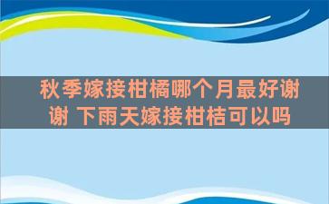 秋季嫁接柑橘哪个月最好谢谢 下雨天嫁接柑桔可以吗